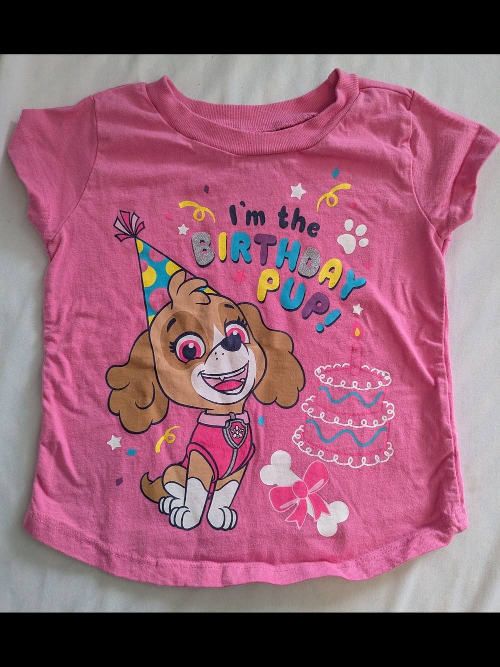 Paw Patrol Girls Pink "Birthday Pup" Graphic Tee